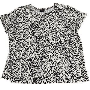 Gemstone T-Shirt Women's Plus Size 3X Black White Cheetah Print Tee Short Sleeve
